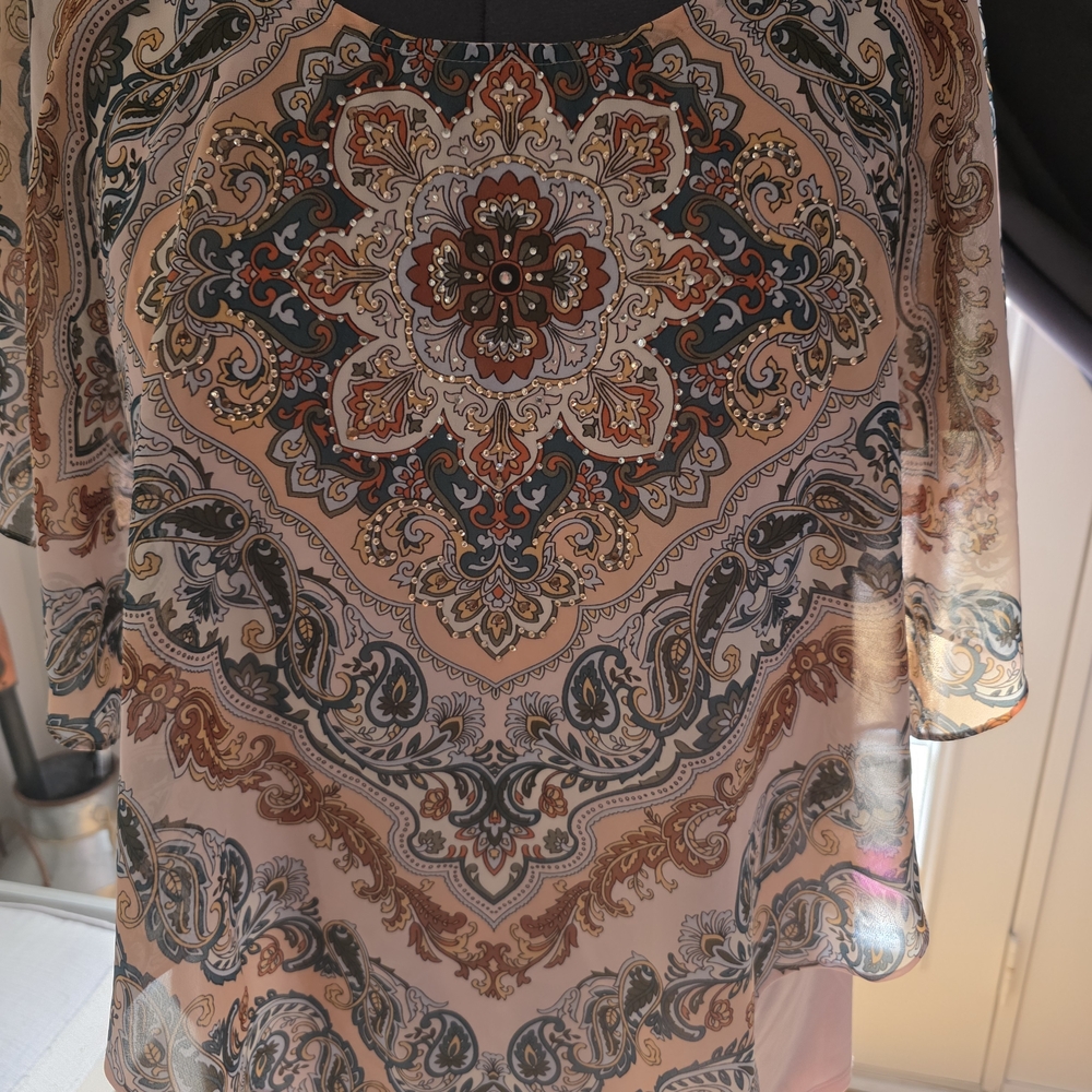 BOHO Women's Blouse with Intricate Print 1X